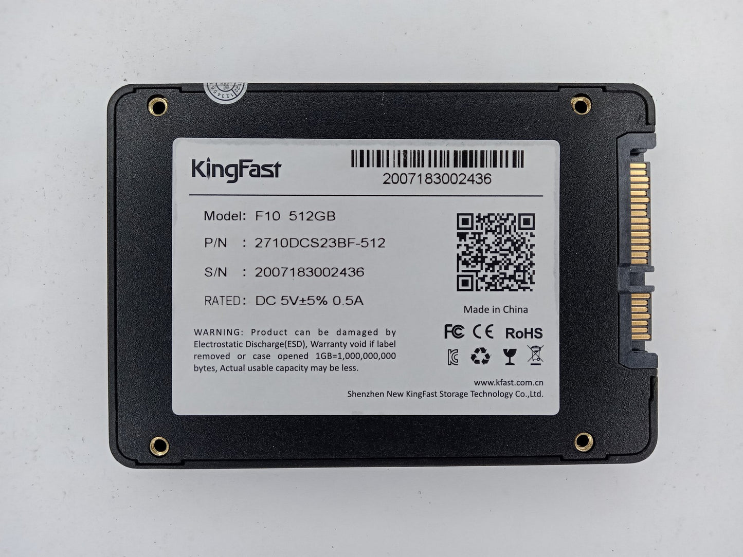 KingFast F10 2710DCS23BF-512 512GB 2.5" Solid State Drive SATA SSD