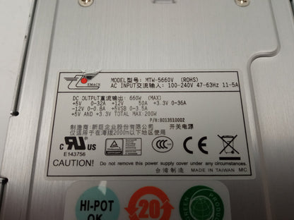 Emacs Zippy MTW-5660V 660W 1U Power Supply Unit