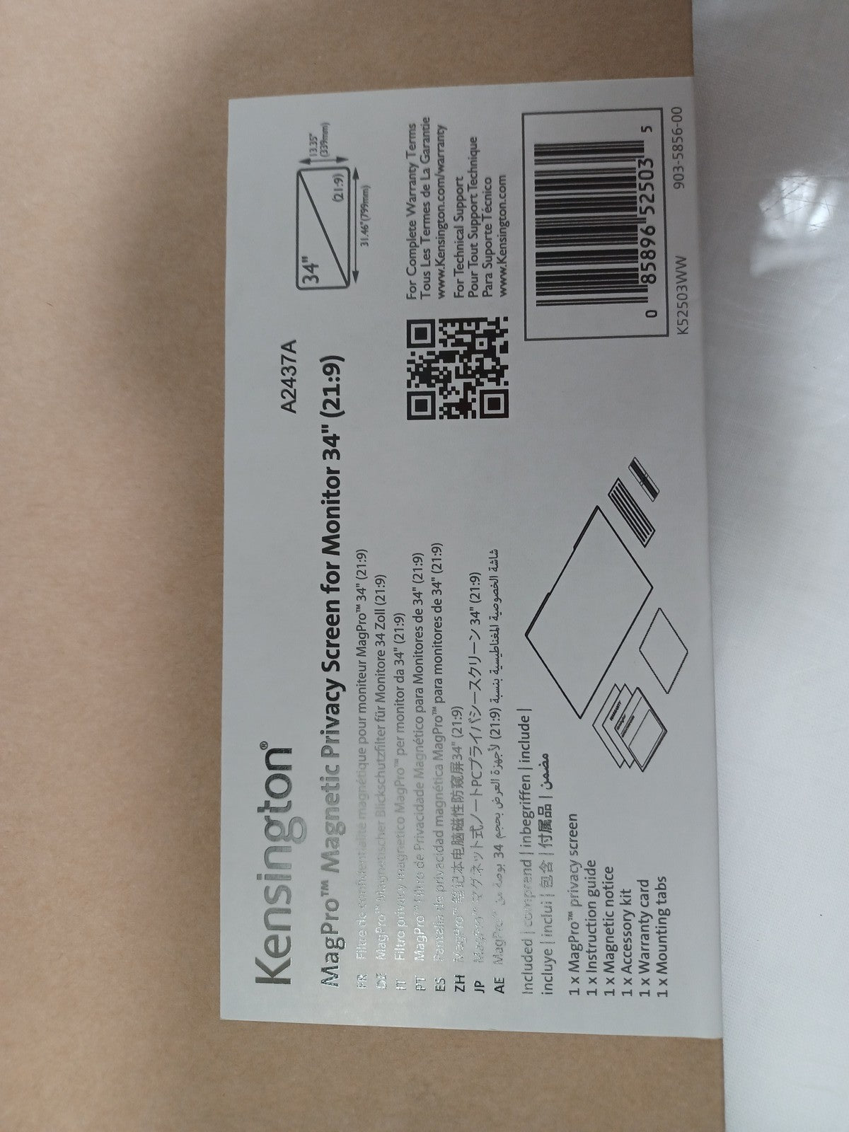 Kensington MagPro Magnetic Privacy Screen Filter For 34" Monitors K52503WW