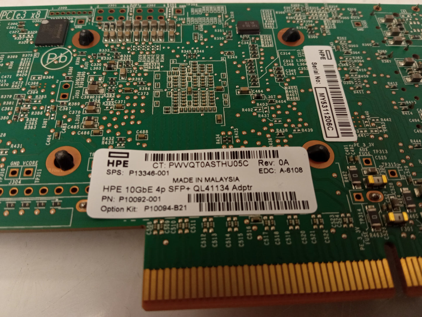 HPE 10Gbe 4 Port 10GB SFP+ PCIe Card P10092-001 with Low Profile Bracket