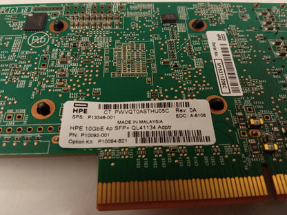 HPE 10Gbe 4 Port 10GB SFP+ PCIe Card P10092-001 with Low Profile Bracket