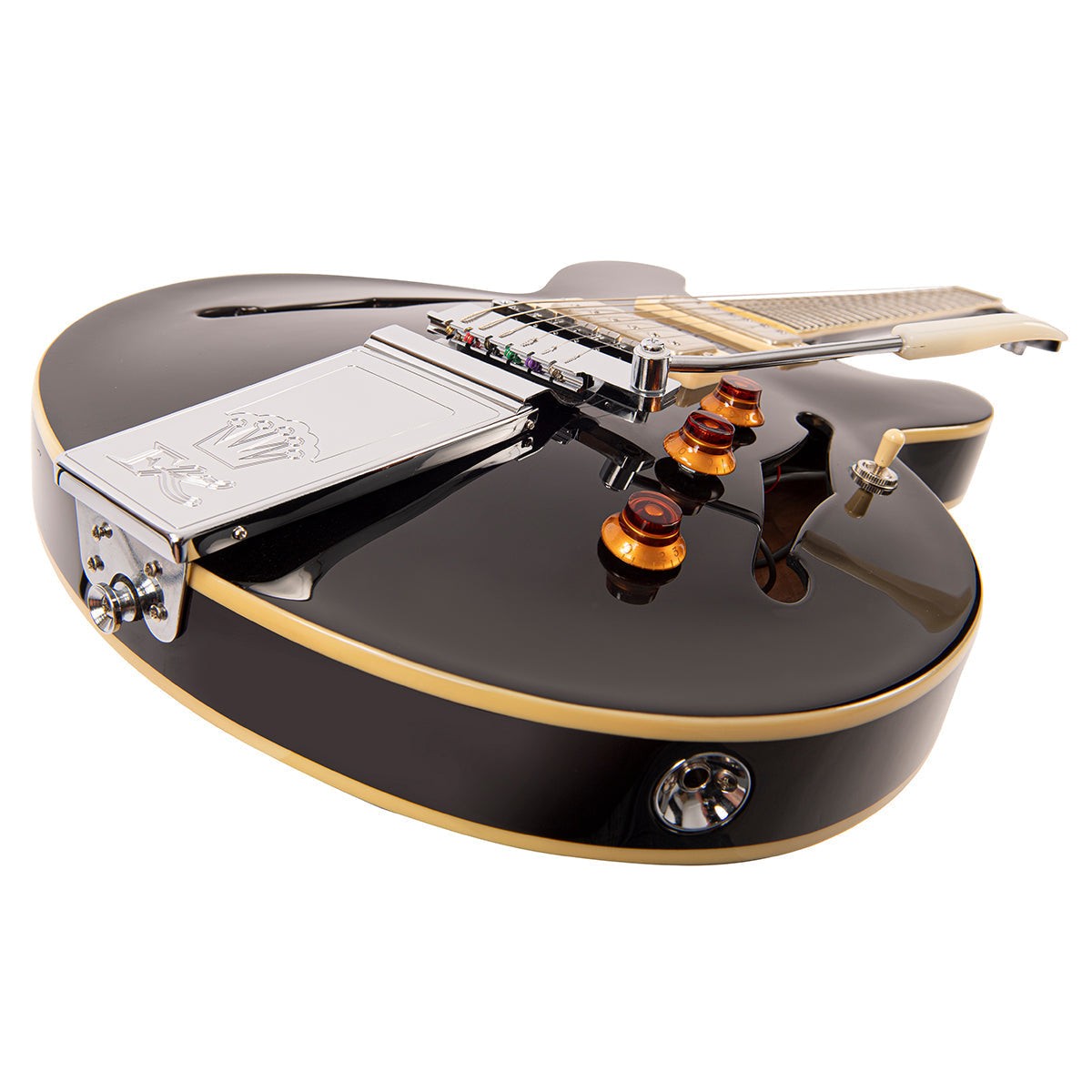 Fret-King Elise Custom With Vintage Style Vibrato Electric Guitar ~ Gloss Black