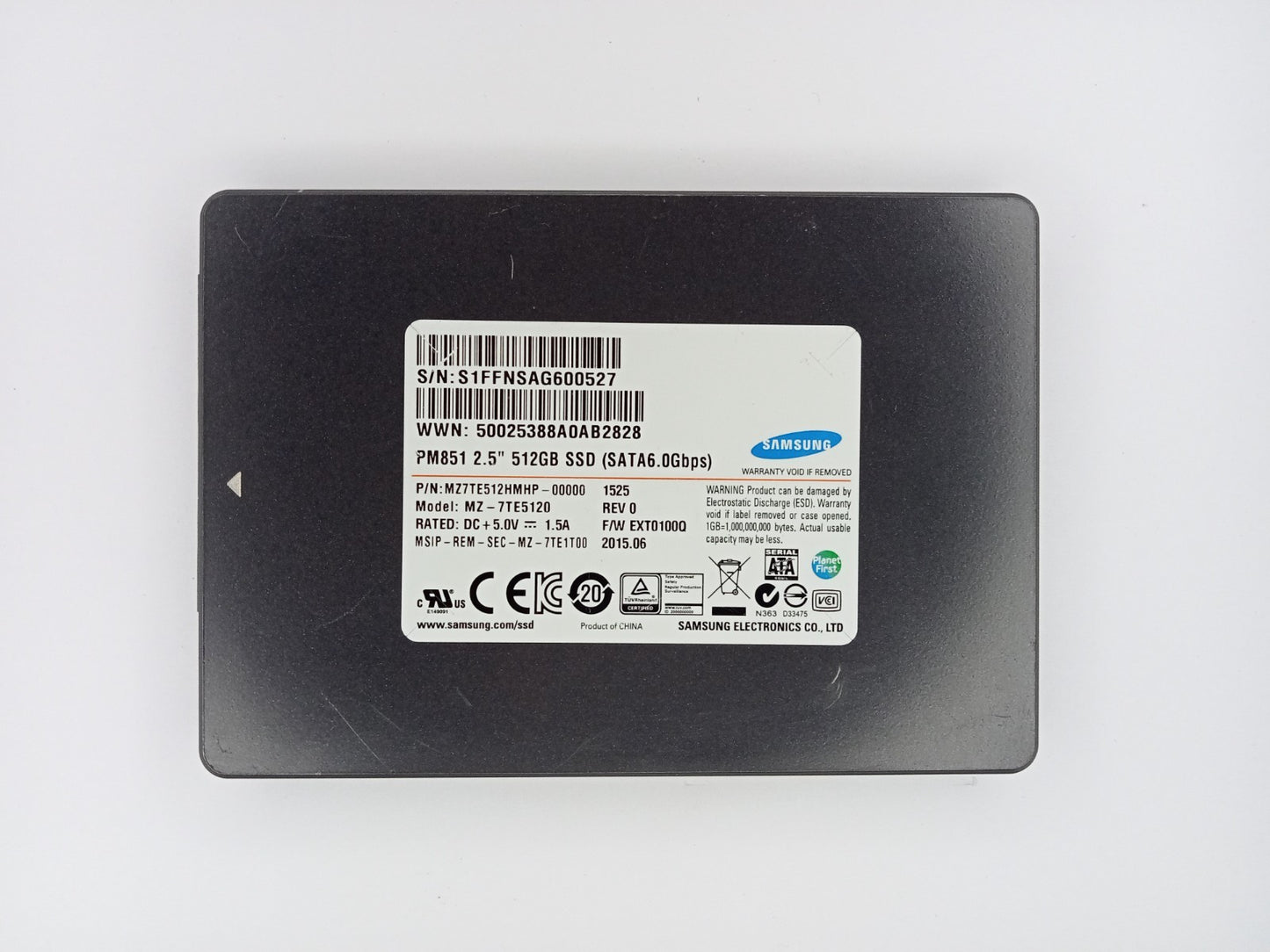 Samsung PM851 MZ-7TE5120 512GB 2.5" Solid State Drive SATA SSD