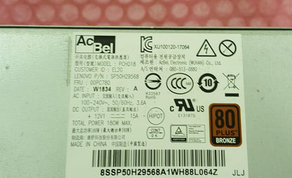 Lenovo M710E B360 180W  Power Supply Unit 00PC780 PCH018