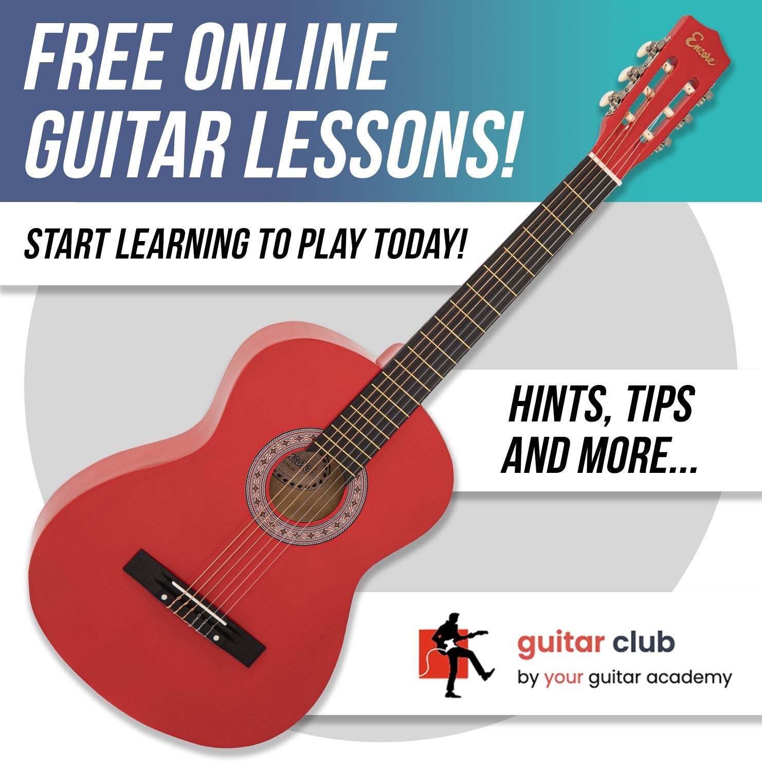 Encore Full Size Classic Guitar Pack ~ Red