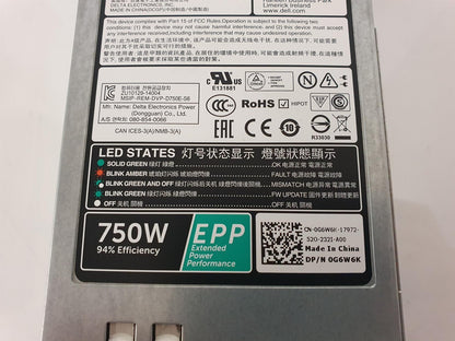 Dell PowerEdge R630 R730 750W Server Power Supply Unit 0G6W6K G6W6K
