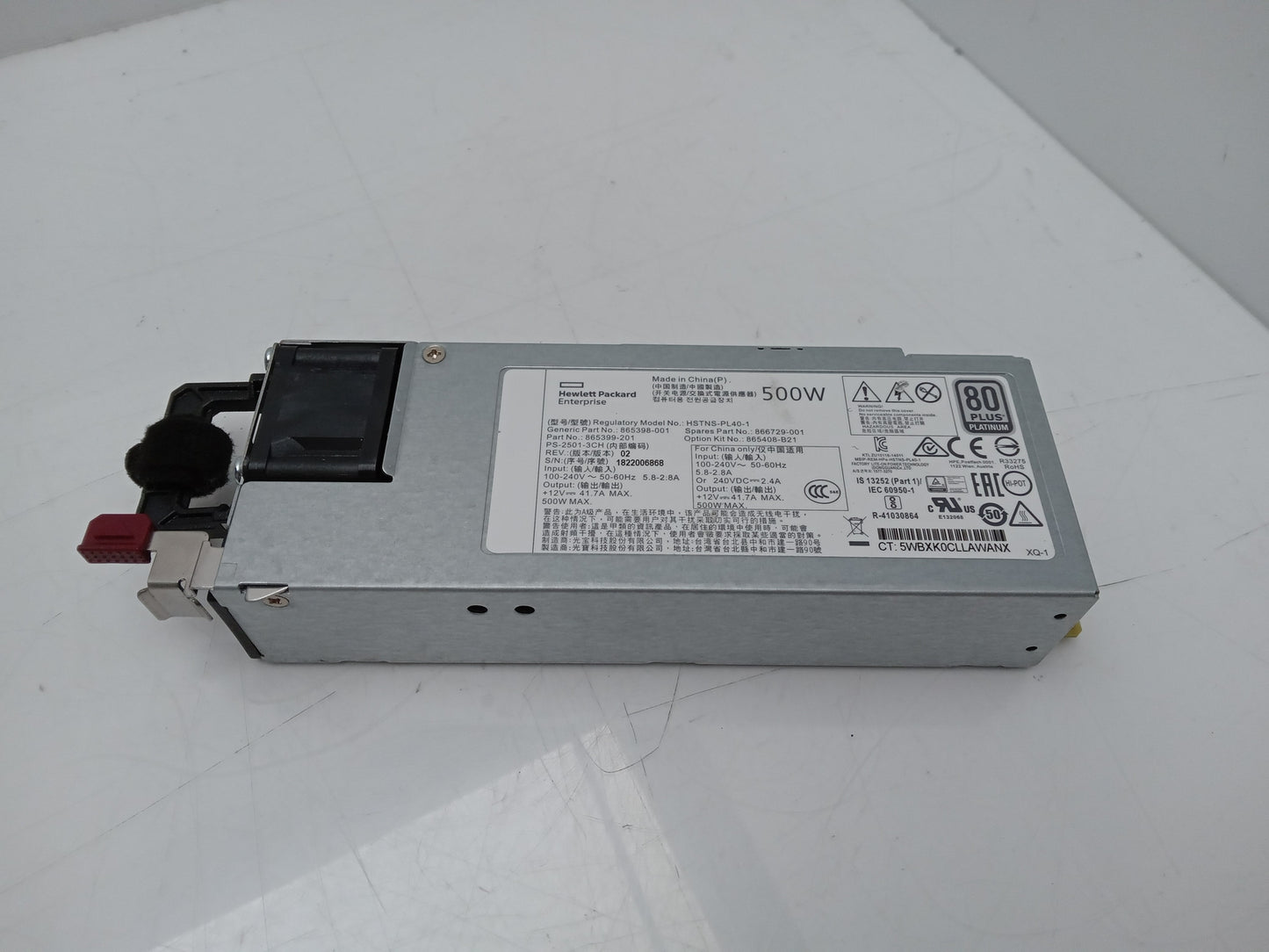 HP ProLiant DL380 GEN10 500W Server Power Supply Unit 865398-001 865399-201