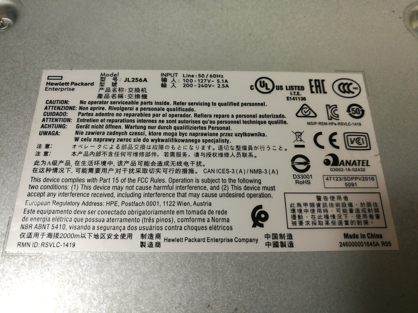 HP Aruba 2930F JL256A 48 Port Gigabit PoE+ 4 SFP+ Switch