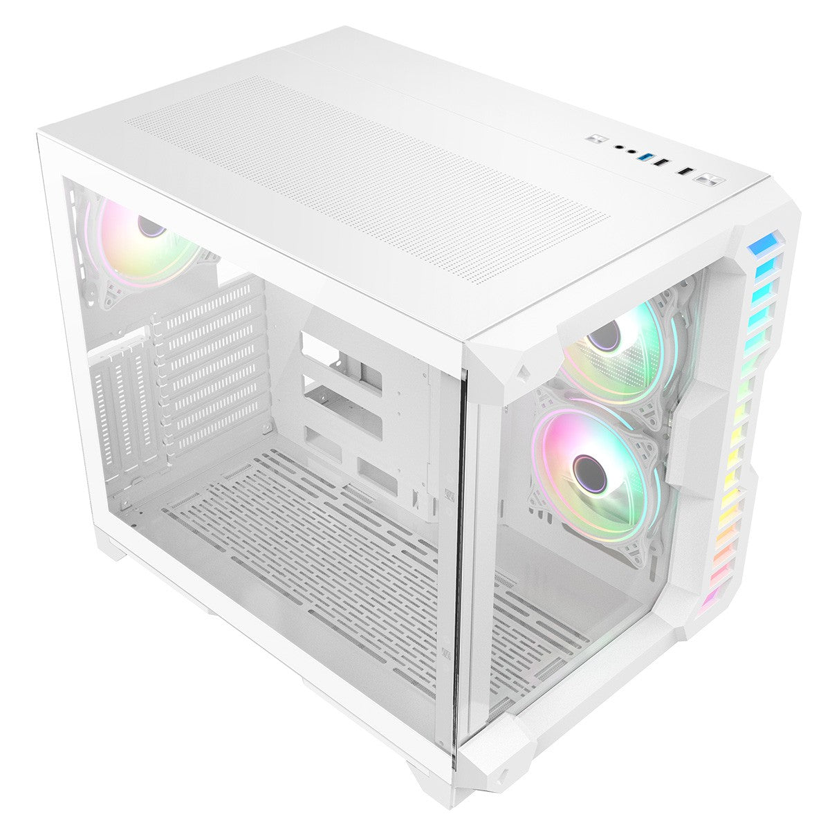 CiT Pro Android X Gaming Cube ATX Mid-Tower Dual Chamber White PC Computer Case