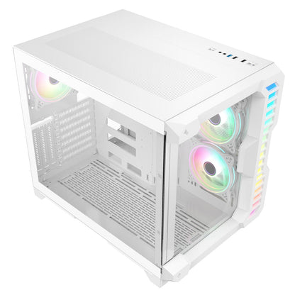CiT Pro Android X Gaming Cube ATX Mid-Tower Dual Chamber White PC Computer Case