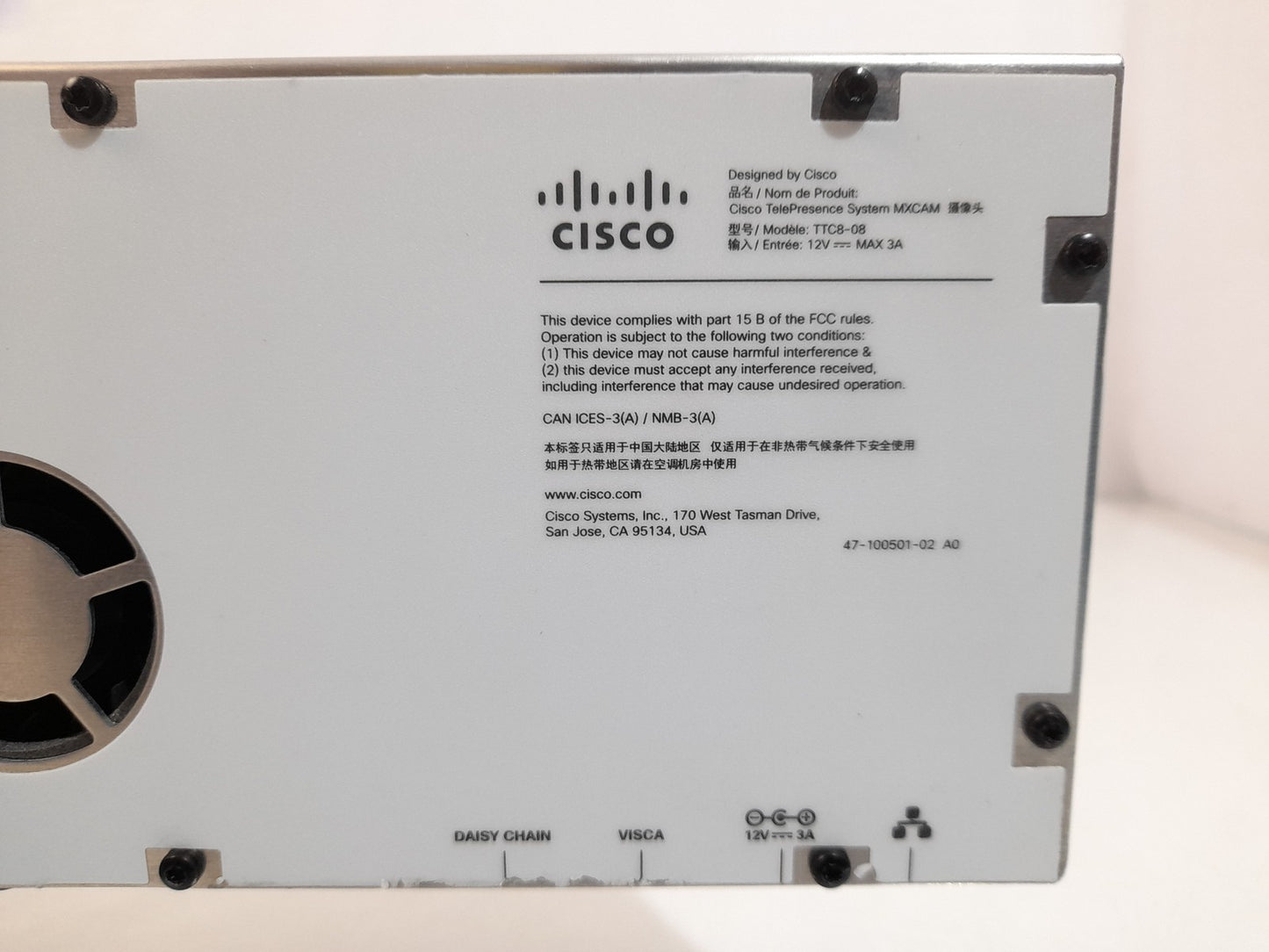 Cisco CTS-MXCAM-S V01 & TTC8-08 TelePresence Single Conference Camera Assembly