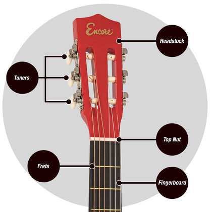 Encore Full Size Classic Guitar Pack ~ Red