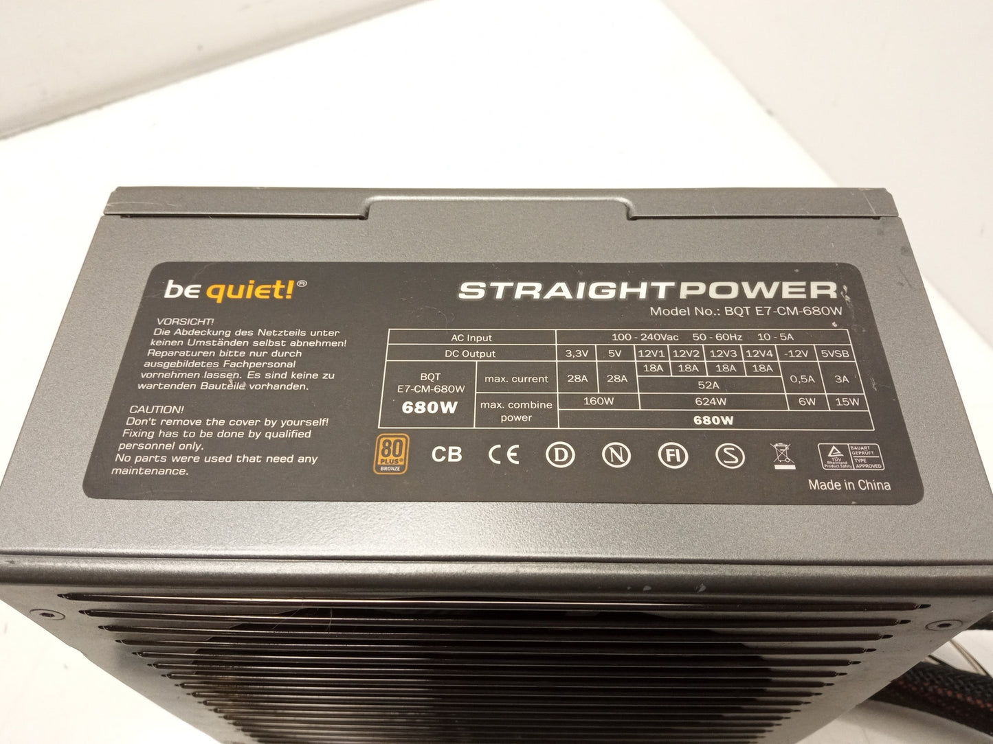 Be Quiet! StraightPower BQT E7-CM-680W ATX Modular 680W Power Supply Unit