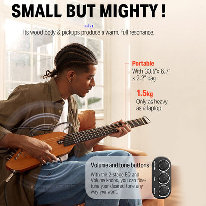 Donner HUSH-I Acoustic Electric Travel Portable Guitar ~ Mahogany