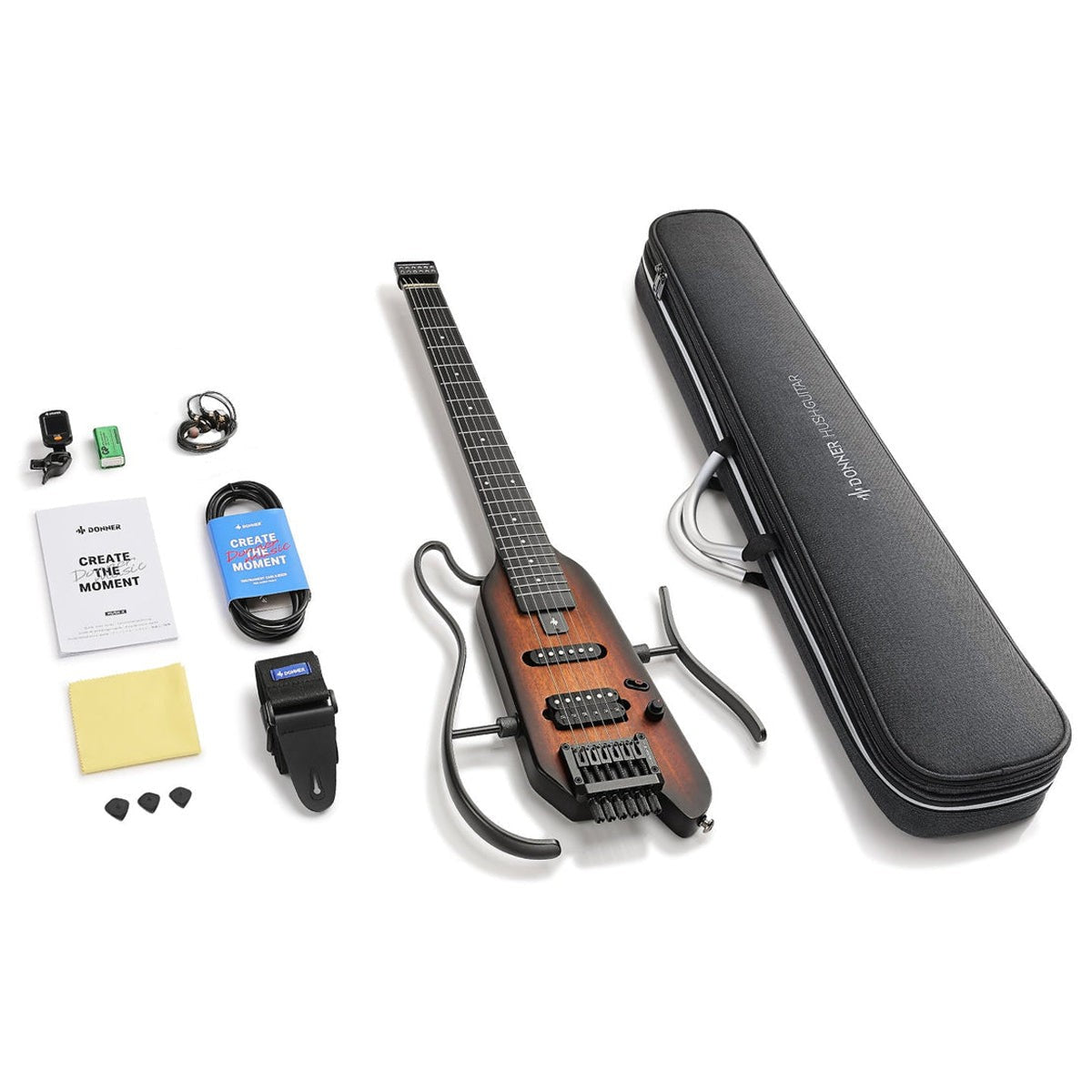 Donner HUSH-X Headless Electric Travel Guitar ~ Sunburst