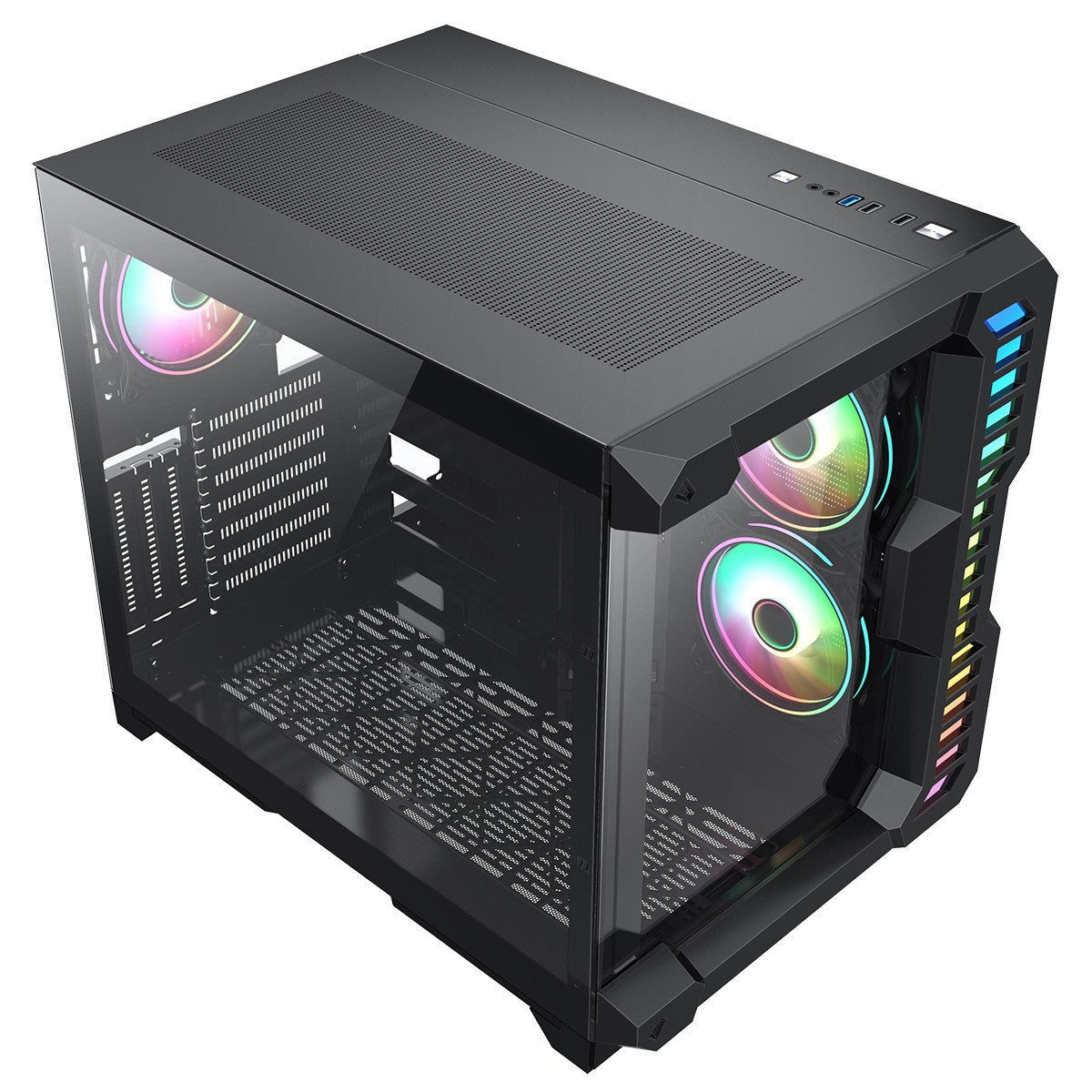 CiT Pro Android X Gaming Cube ATX Mid-Tower Dual Chamber Black PC Computer Case