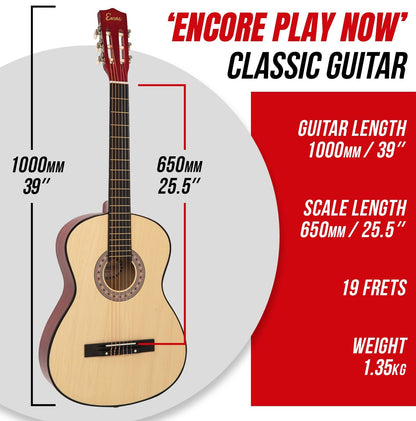 Encore Full Size Classic Guitar Pack ~ Natural