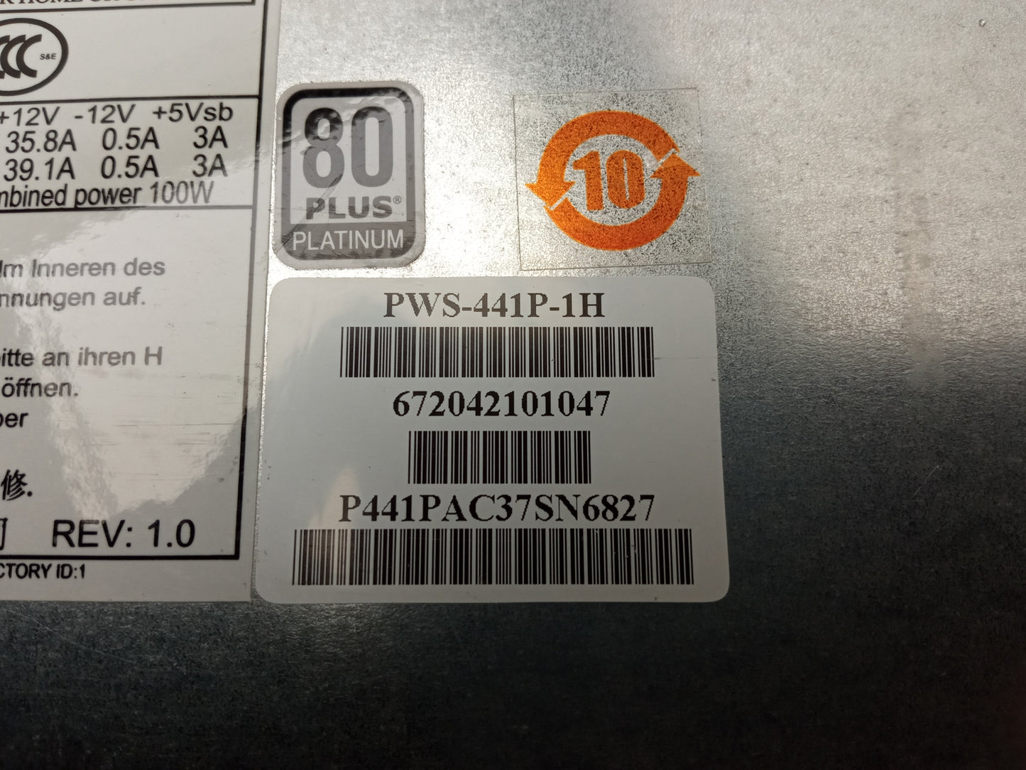 SuperMicro PWS-441P-1H 480W Platinum Server Power Supply Unit