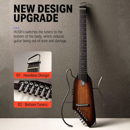 Donner HUSH-I Acoustic Electric Travel Portable Guitar ~ Sunburst