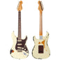 Vintage V6 ICON Electric Guitar ~ Distressed White Over Sunburst