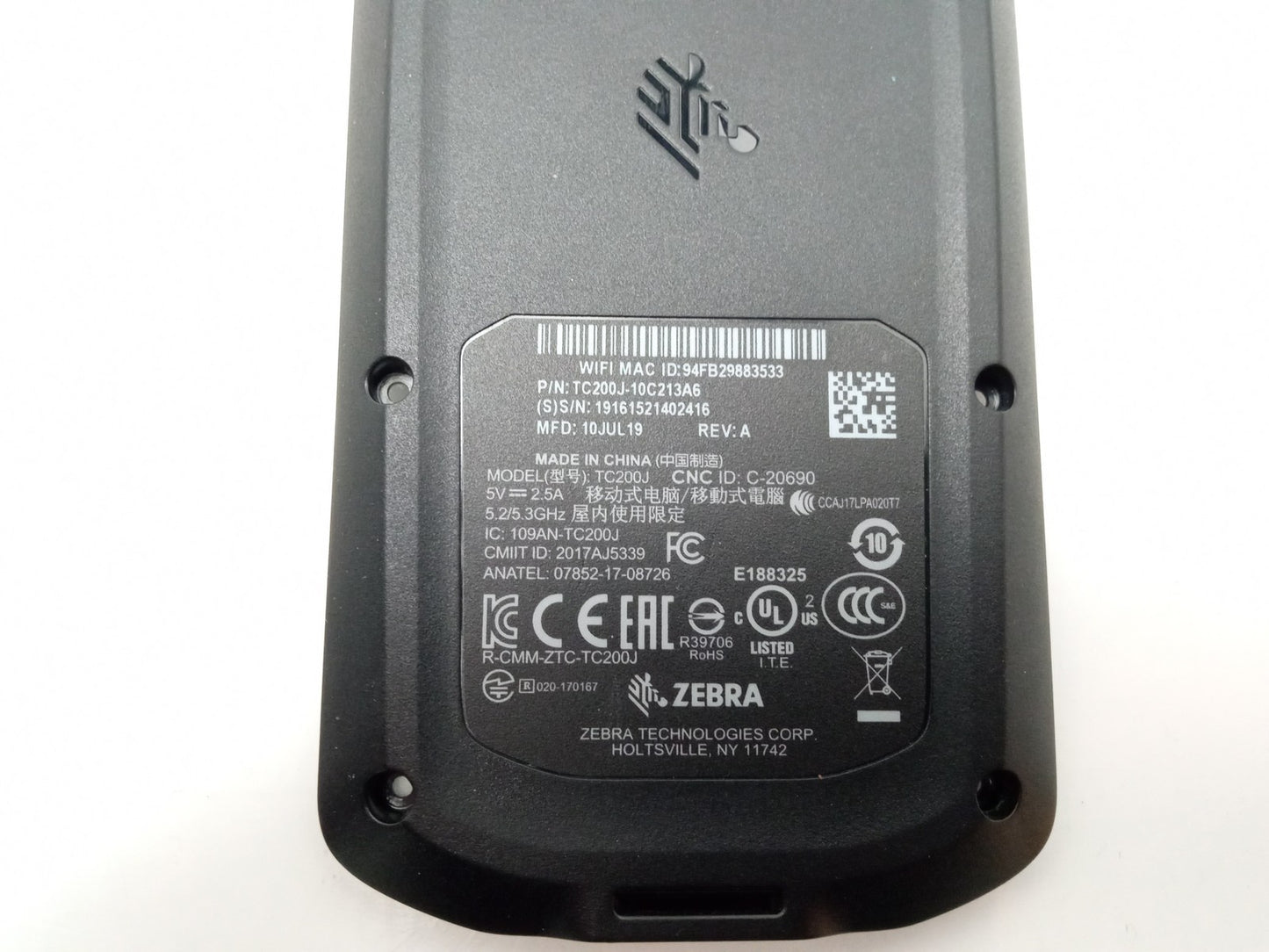 Zebra TC200J Hand Scanner Replacement Rear Housing TC200J-10C213A6