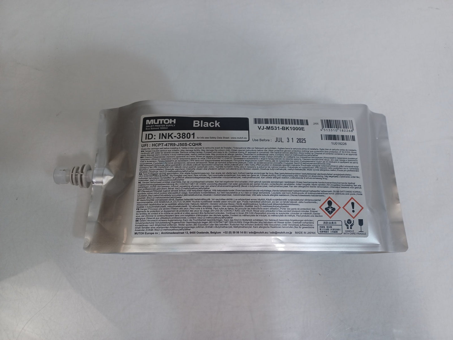 Mutoh Eco Solvent ValueJet VJ-MS31-BK1000E 1000ml Black - Expiry 31/07/2025