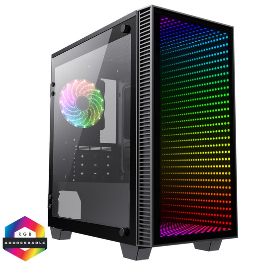 GameMax Mini Abyss ARGB mATX PC Black Gaming Case w/ Infinity RGB Front Panel