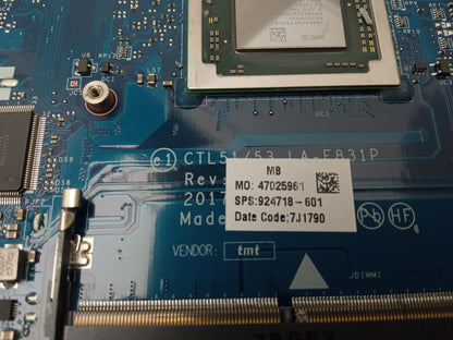 HP Pavilion 15-BW laptop Motherboard AMD A10-9620P Radeon R 2.50 GHZ 924718-601