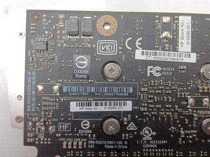 HP Nvidia Quadro P600 2GB DDR5 PCIe Video Graphics Card 919986-001