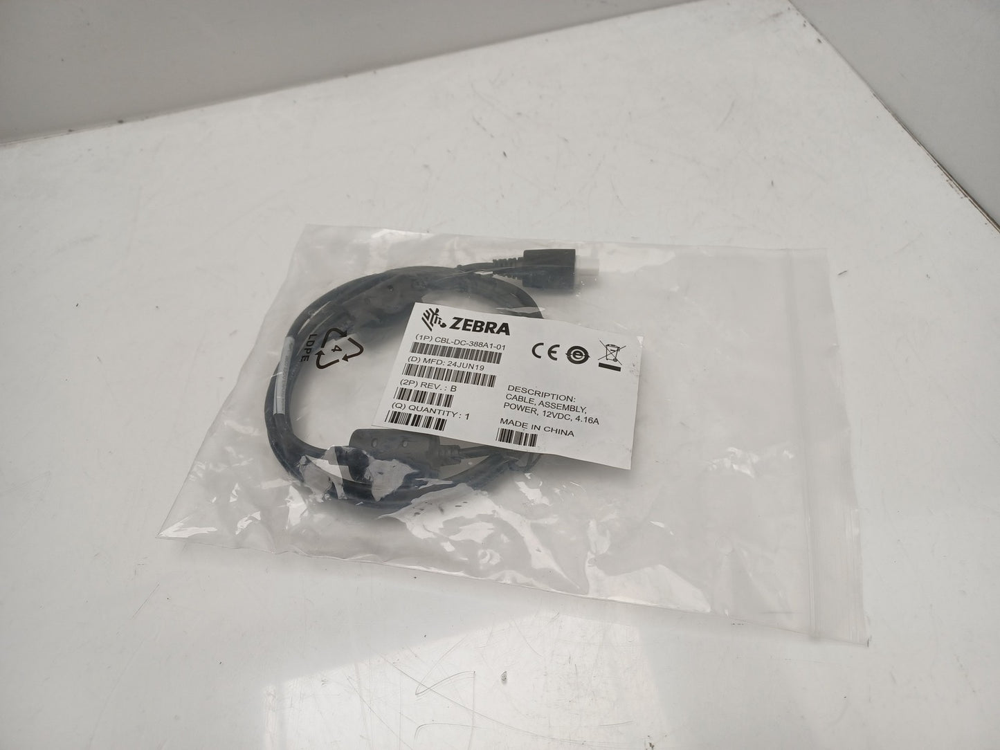 Zebra 12VDC 4.16A 4 Pin power Brick Cable CBL-DC-388A1-01