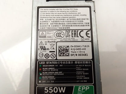 Dell PowerEdge R330 R430 550W Server Power Supply Unit 0034X1 034X1