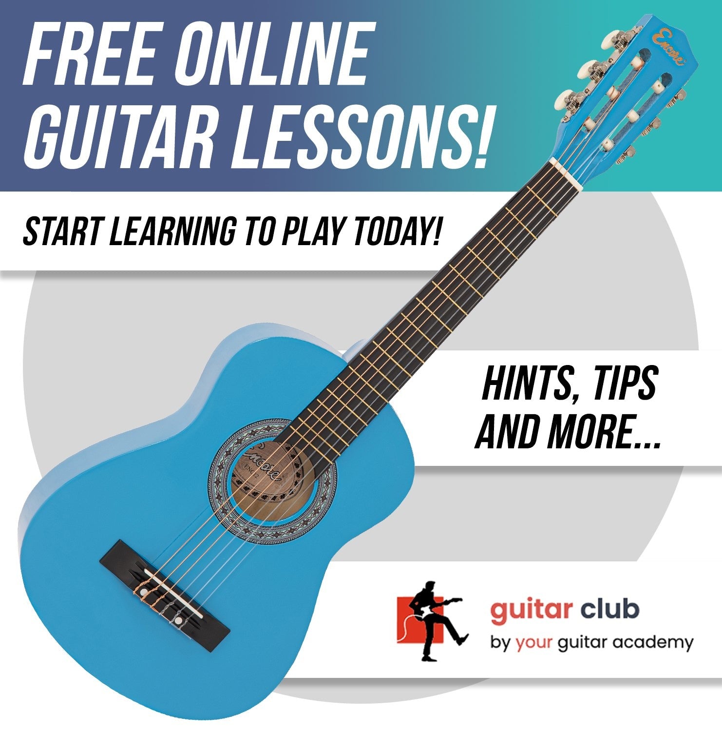 Encore Junior Size 30" Classic Guitar Pack ~ Blue