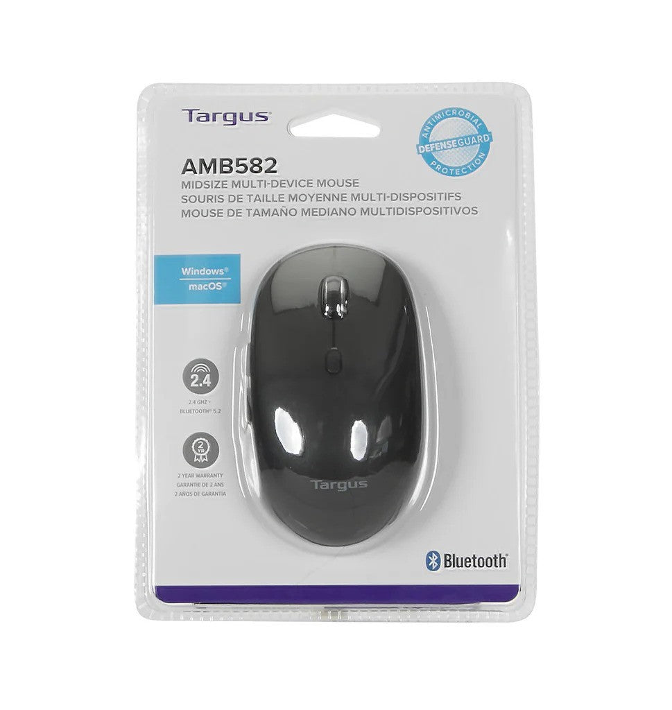 Targus Midsize Comfort Multi-Device Antimicrobial Wireless Mouse AMB582GL