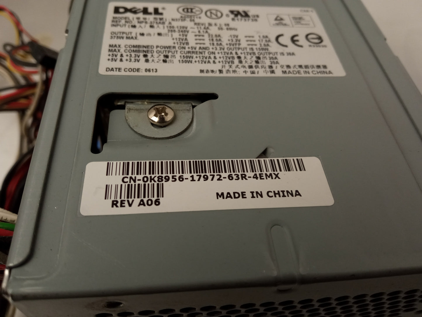 Dell Precision 380 390 Dimension 9100 375W Power Supply Unit 0K8956 K8956