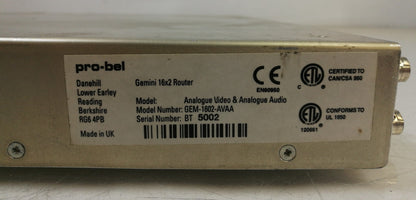 Pro-Bel Gemini 16x2 Audio Video Router GEM-1602-AVAA