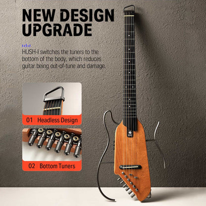 Donner HUSH-I Acoustic Electric Travel Portable Guitar ~ Mahogany