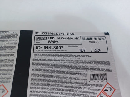 Mutoh US11-WH220E LED UV Curable Ink 220ml White - New - Expiry 03/11/24