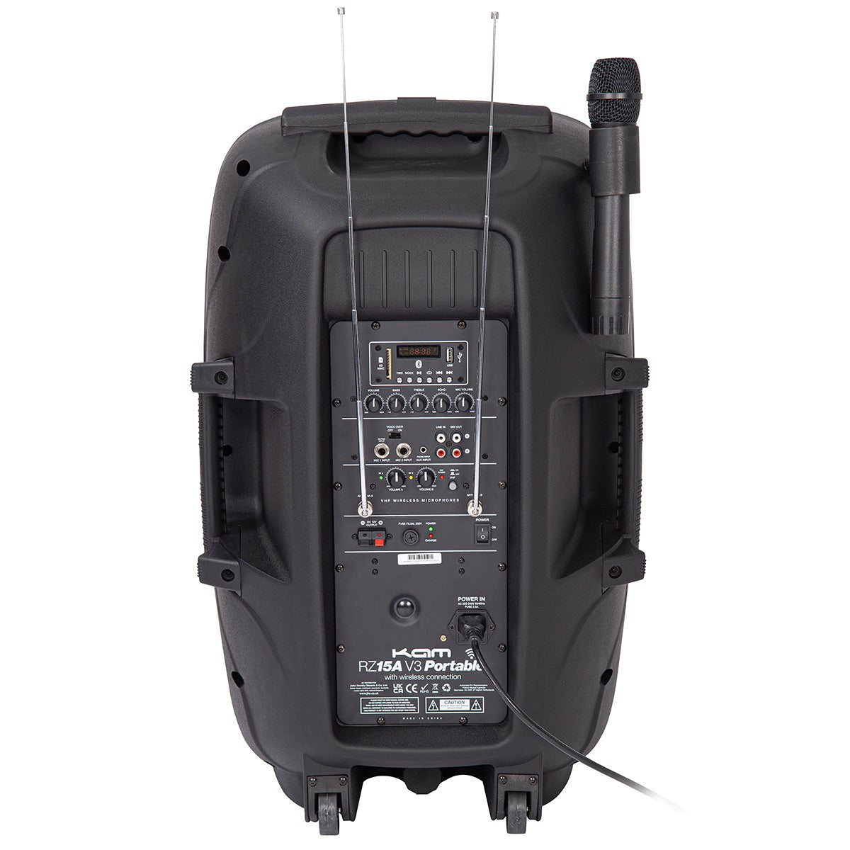 KAM RZ15AP V3 15" Portable 1000W Bluetooth PA Speaker - With Microphone