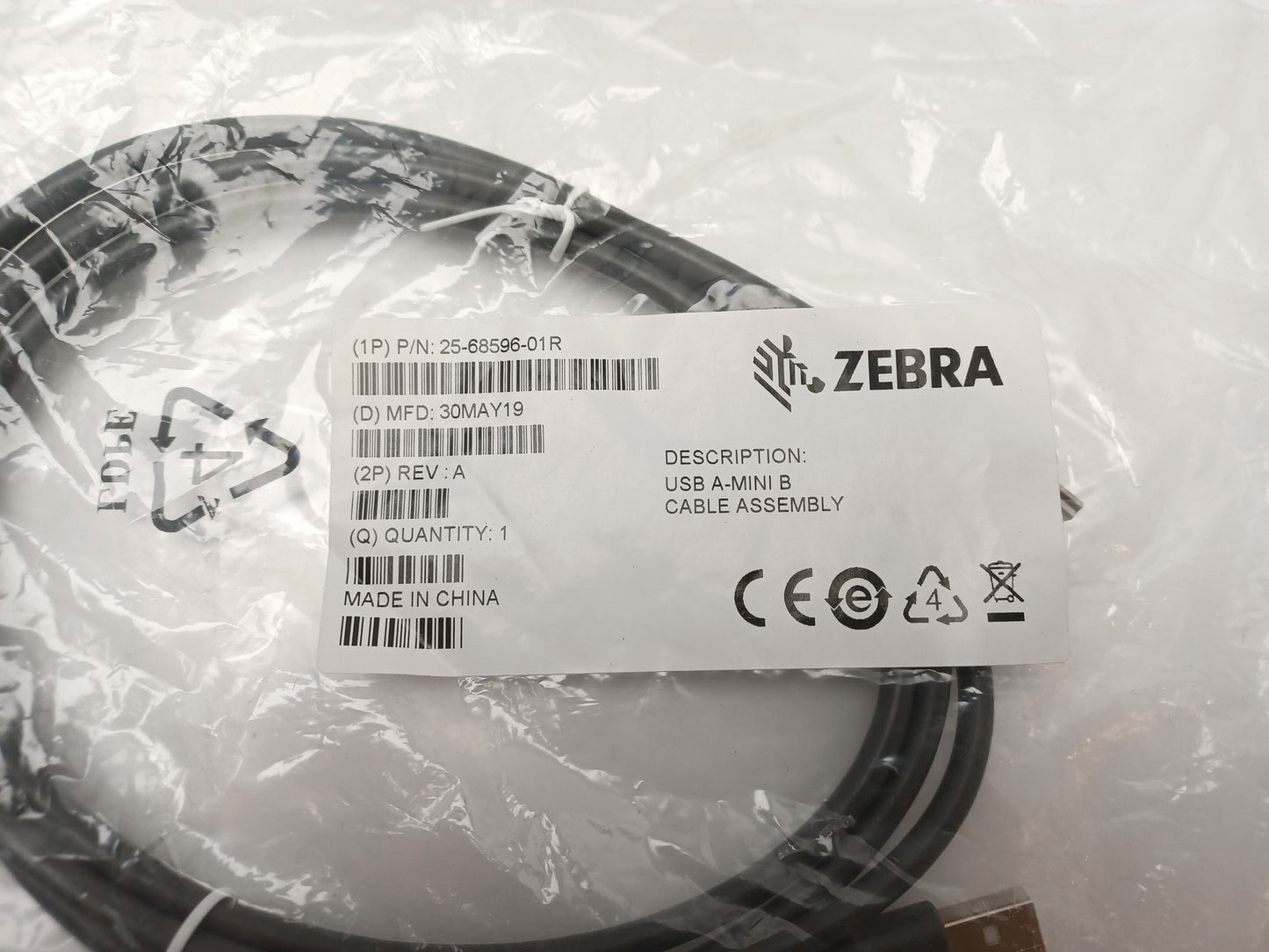 Zebra MC1000 3000 3190 70 WT40XX Client USB Data Transfer Cable 25-68596-01R