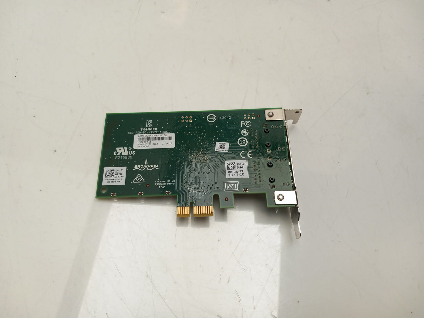 Dell Broadcom 5720 Low Profile Dual Port 1GB Network Card 0557M9 557M9