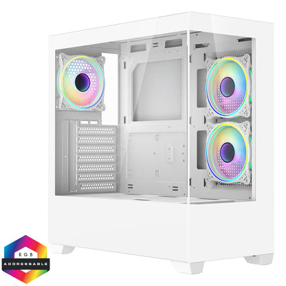 CiT Sense White Dual Tempered Glass Panelling ATX PC Gaming Case CIT-SENSE-W