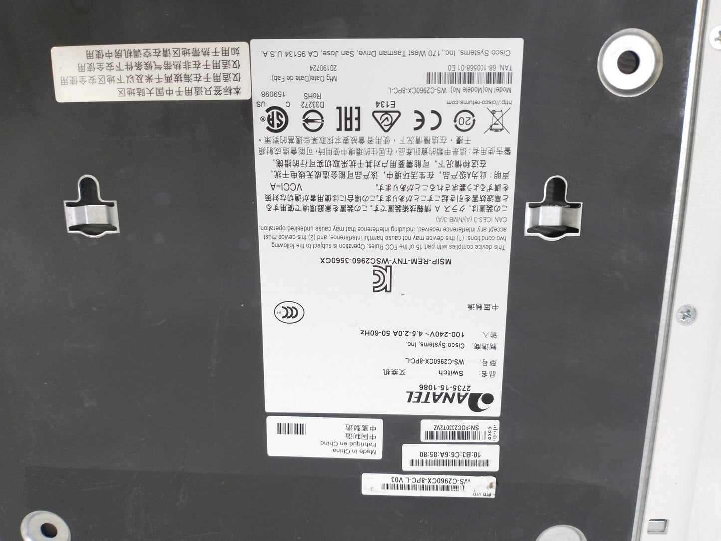 Cisco C2960CX WS-C2960CX-8PC-L V03 Cisco 8 Port 124W PoE Managed Network Switch