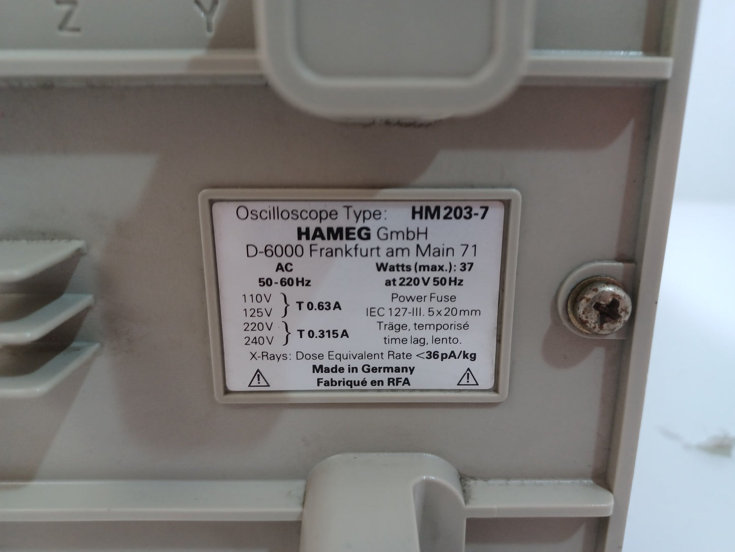 HAMEG HM203-7 20Mhz 2 Channel Analogue Oscilloscope - Spares/Repairs