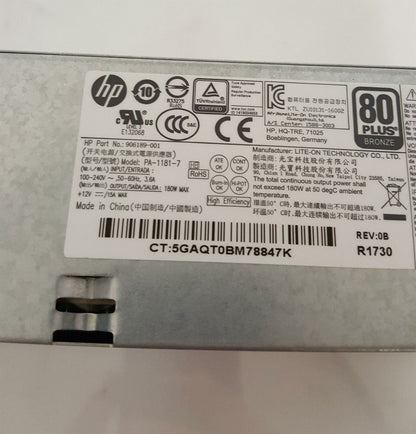 HP ProDesk 400 G4 SFF 180 W Power Supply Unit 906189-001 PA-1181-7