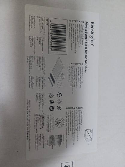 Kensington Privacy Screen Filter For 26" Monitors 16:10 2-Way Removable 626490