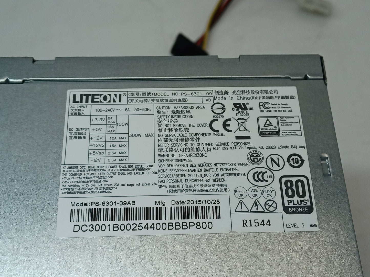Lite On 300W ATX Power Supply Unit PS-6301-09AB