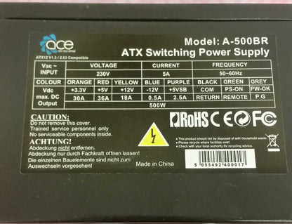 ACE A-500BR 500W Desktop PSU ATX Power Supply Unit