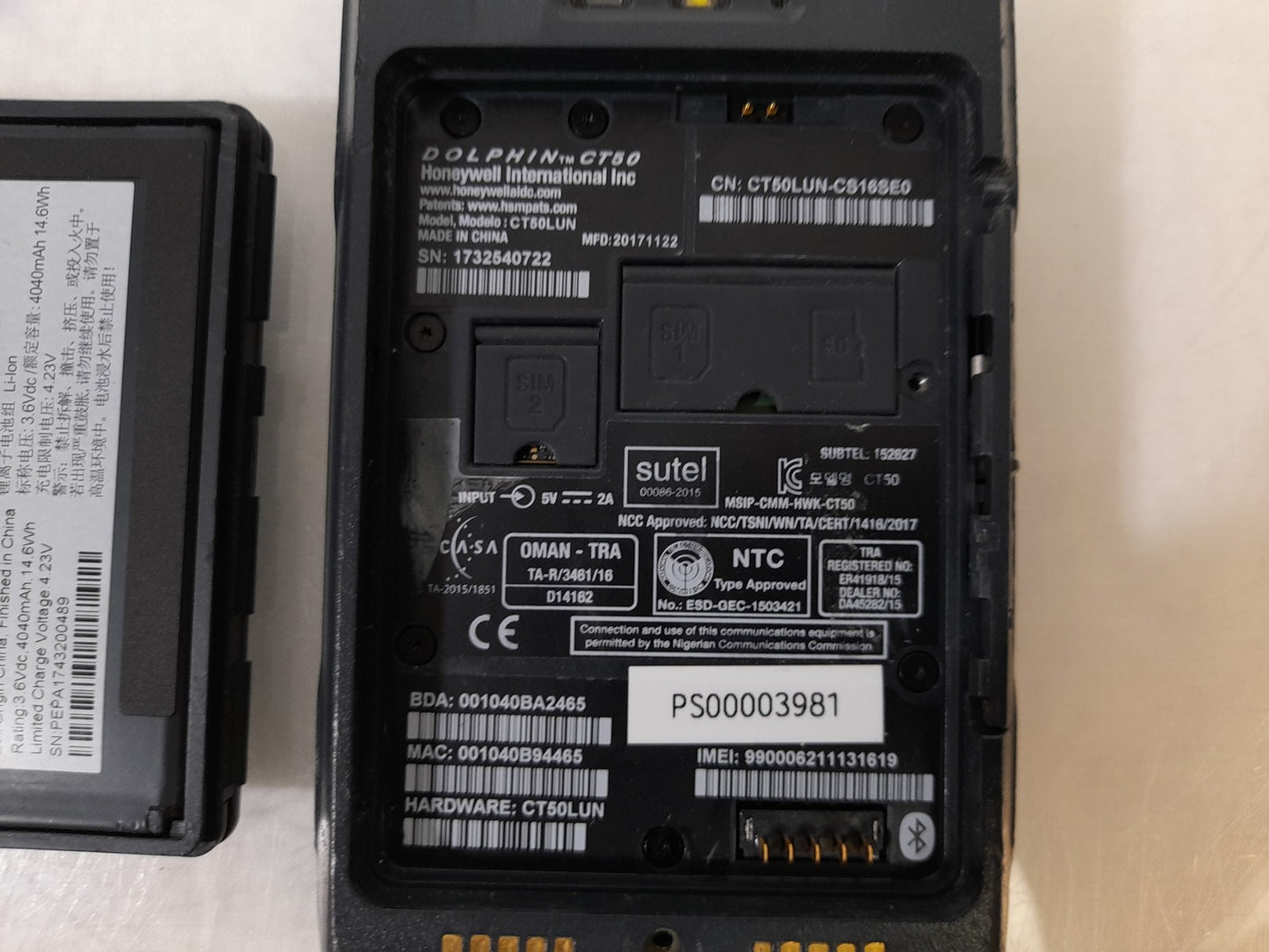 Honeywell Dolphin CT50LUN Barcode Scanner & Docking Station - (Windows OS)