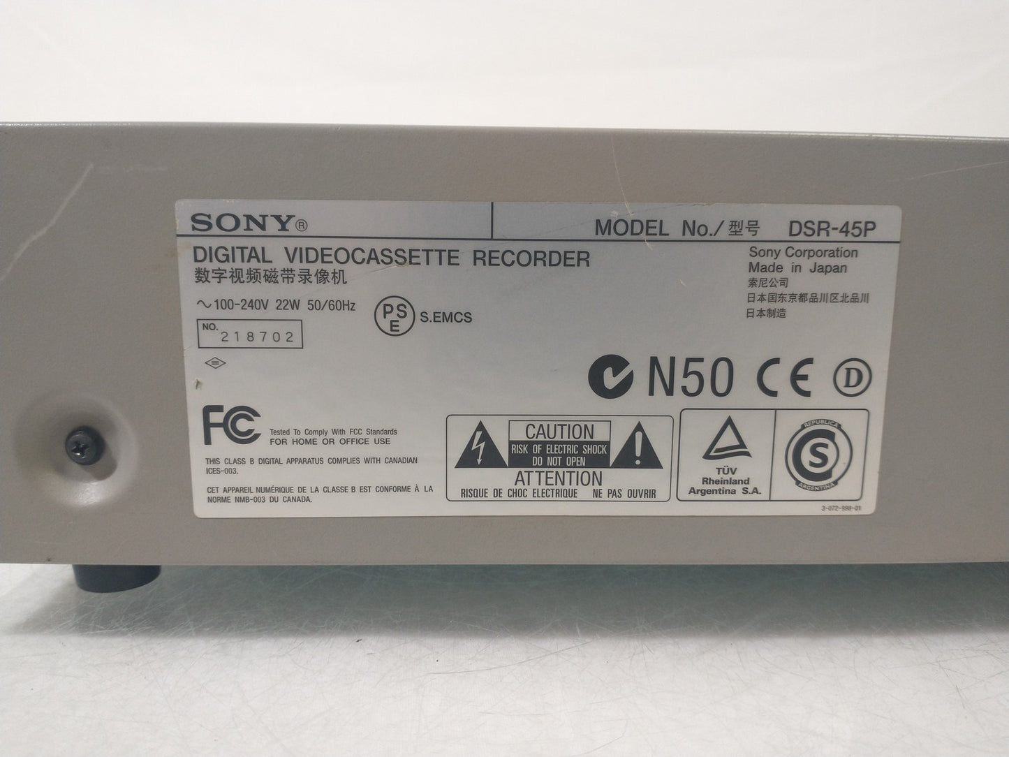 Sony DVCAM DSR-45P PAL Digital Video Cassette Recorder Player Error Code C31:40