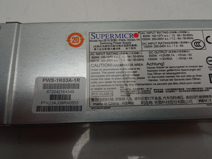SuperMicro 1000W 1U Server Power Supply Unit PWS-1K03A-1R